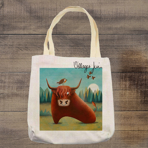 Bobbin and Jimbo the Bull - Highland Cow Tote Bag